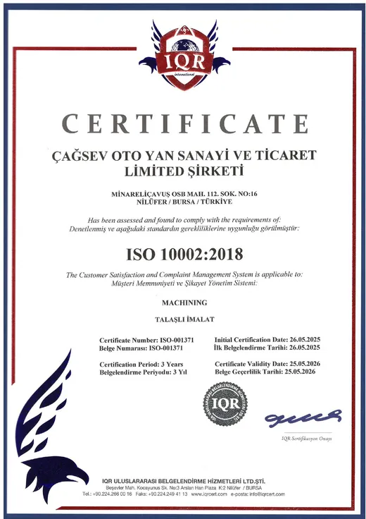 ISO 10002:2018 belgesi