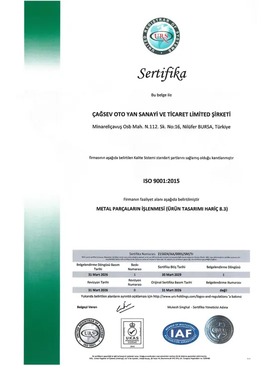 ISO 9001:2015 belgesi