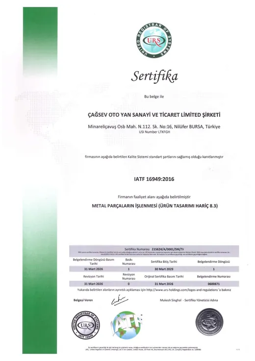 IATF 16949:2016 belgesi